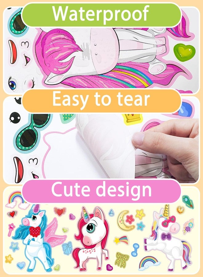 Greingways 24 Pcs Make Your Own Unicorn Sticker Sheet, Unicorn Party Favors Face Stickers for Kids Girls Toddlers Crafts Activities Bags Birthday Party Favors Valentines Day Gifts for Kids Classroom - Image 5